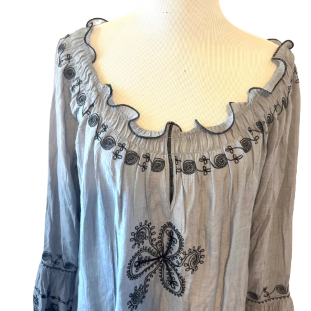 Easley Grey Embroidered Long Sleeve Dress, NWT - Picture 2 of 11